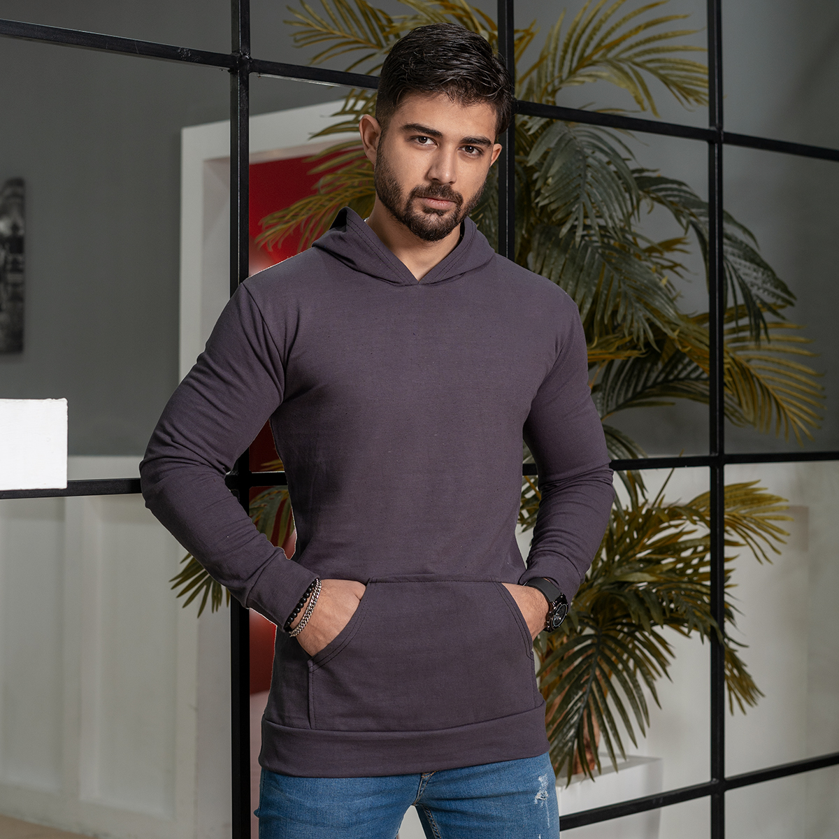 هودی مردانه بنفش مدل Ramtin